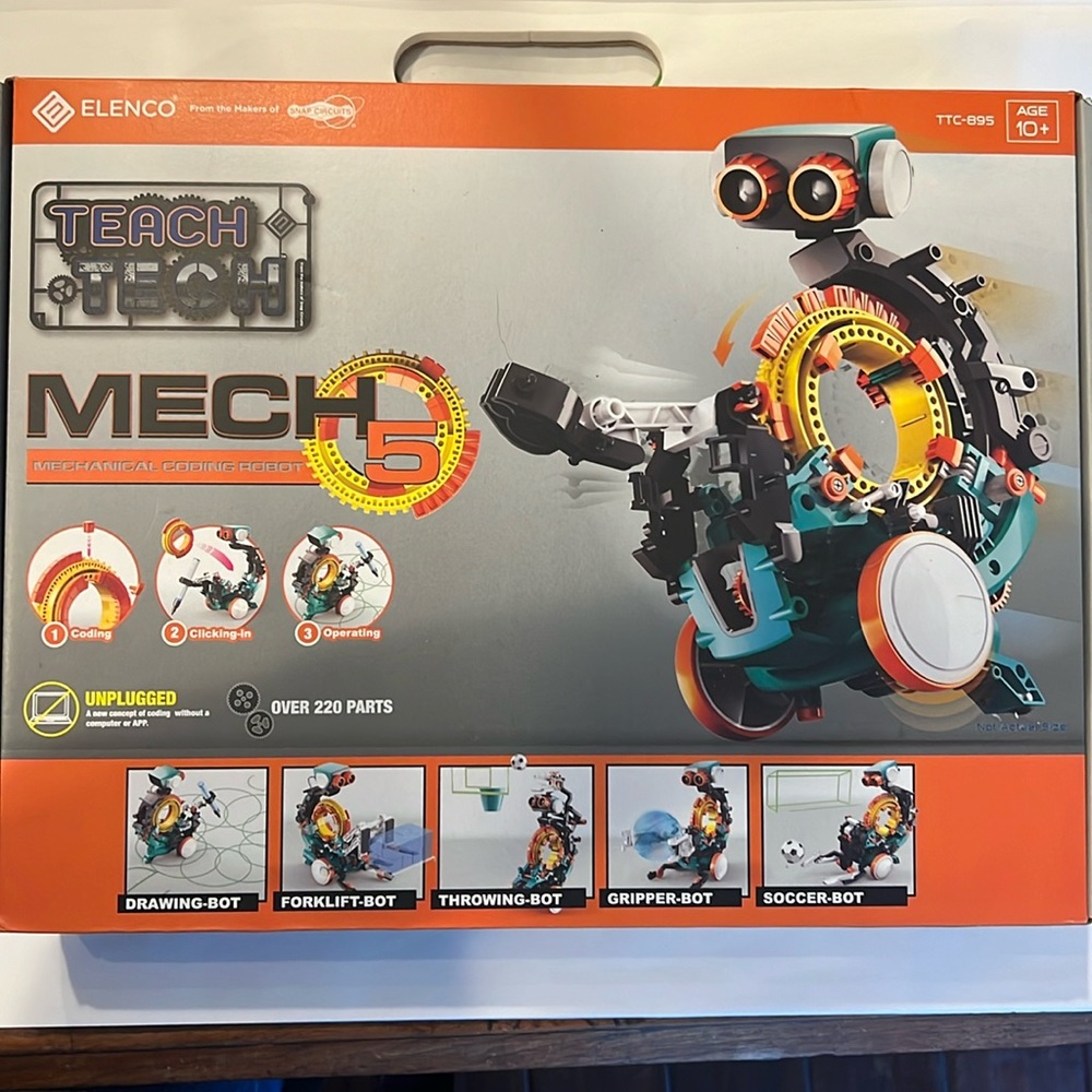 Elenco TEACH TECH Mech-5, Mechanical Coding Robot - STEM - NEW (2 listed)